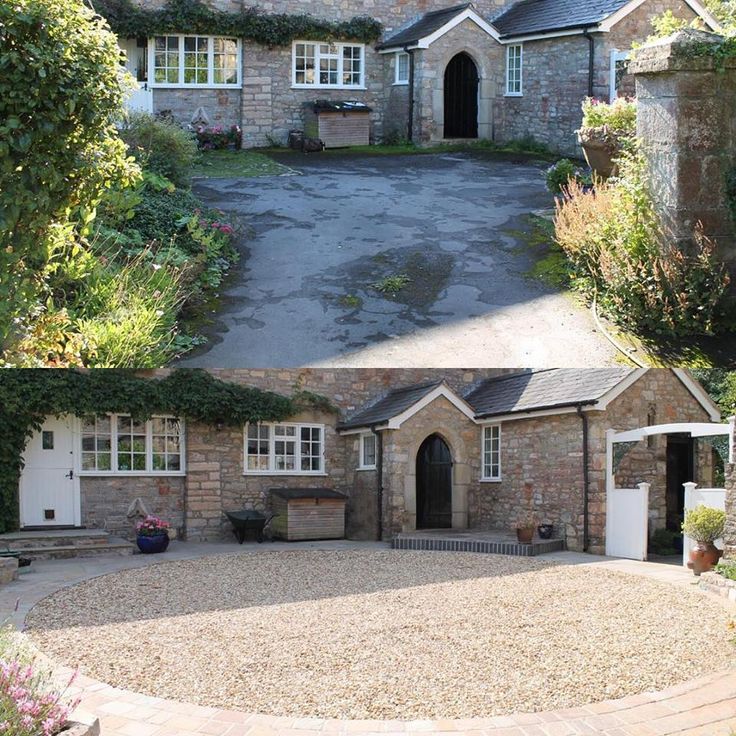 Stone cottage courtyard before and after resurfacing